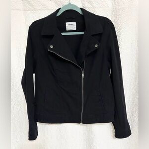 Old Navy Black Moto Jacket Size Large Stretch Zip Front